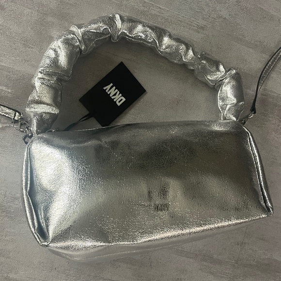 DKNY Stasia Metallic Silver Demi Crossbody Bag-NWT - Picture 6 of 12